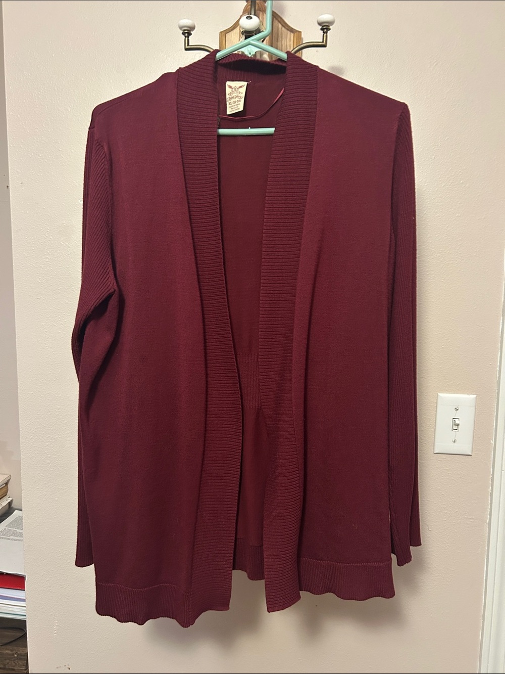 Faded Glory Open-Front Cardigan - Burgundy